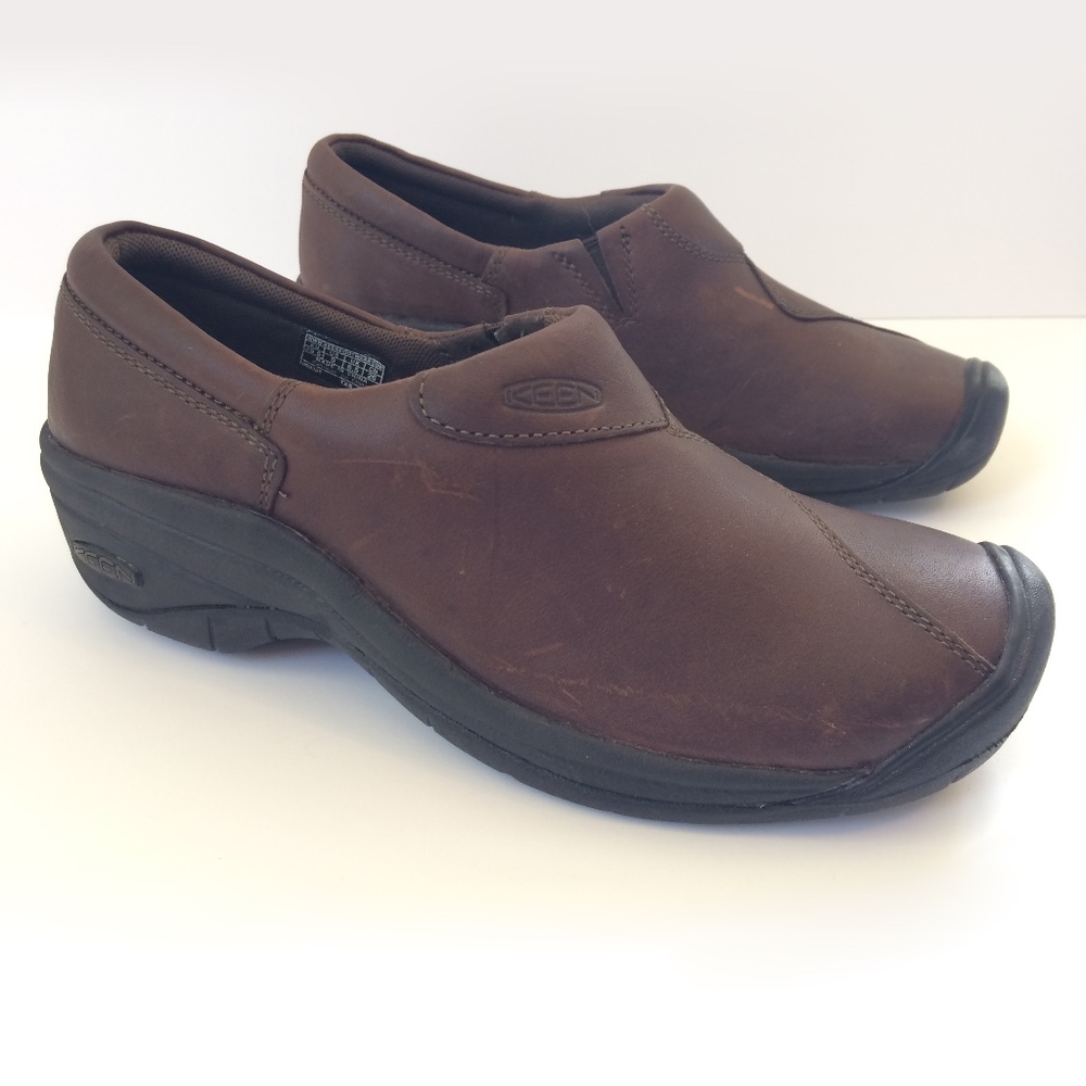 NWOT KEEN Concord Slip-ons, 9, Brown Leather Mules